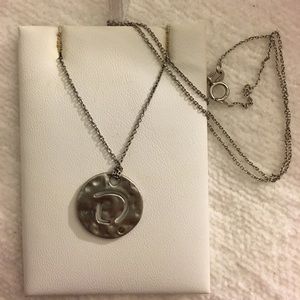 D initial silver necklace (8” chain)